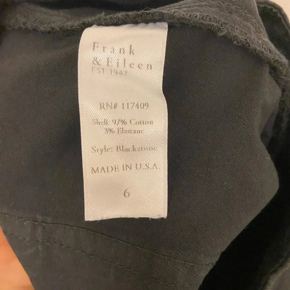 Frank & Eileen Blackstone Utility Pant Italian Twill Washed Black Size 6 - Picture 6 of 9